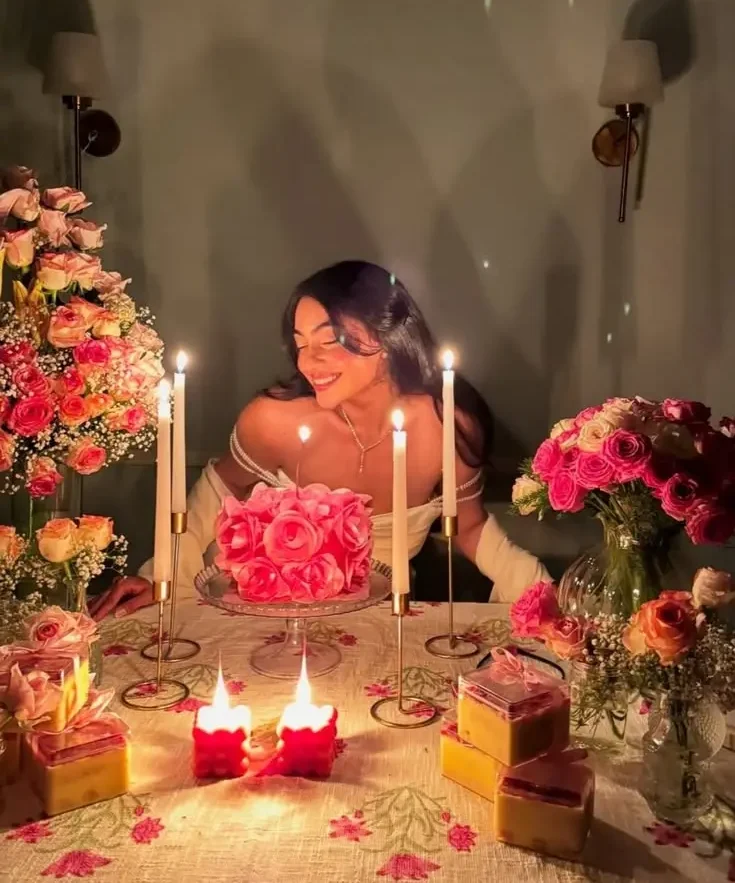 girl enjoying birthday at home