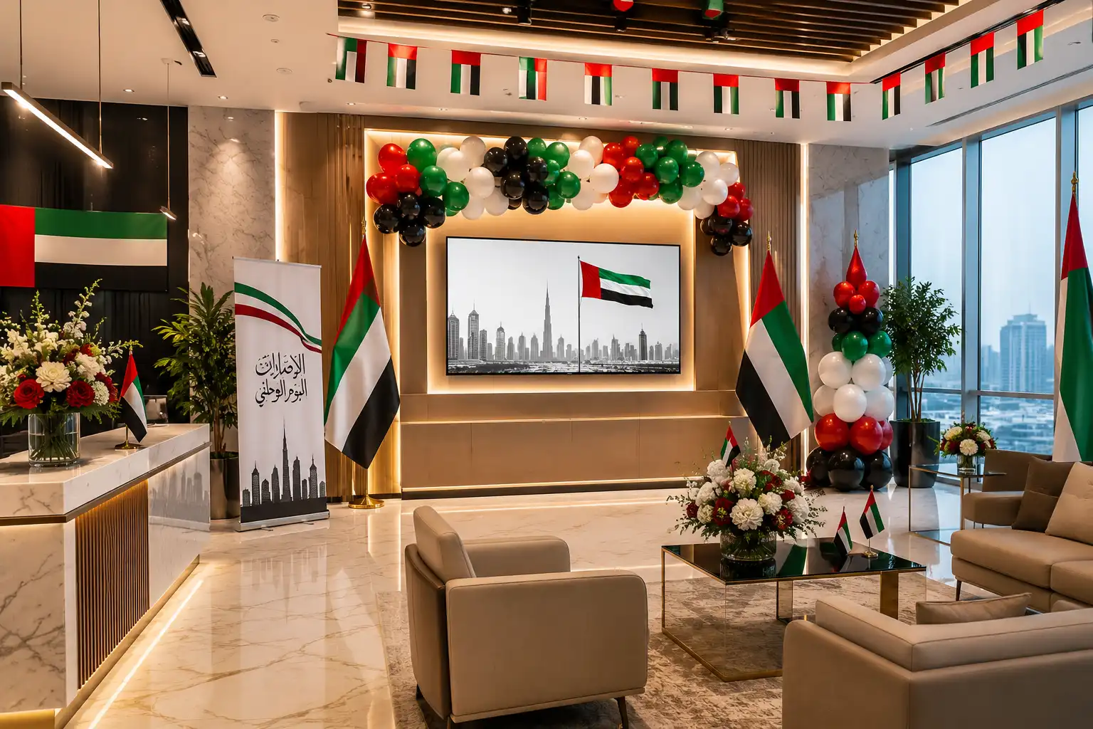 UAE National Day office decoration in Dubai